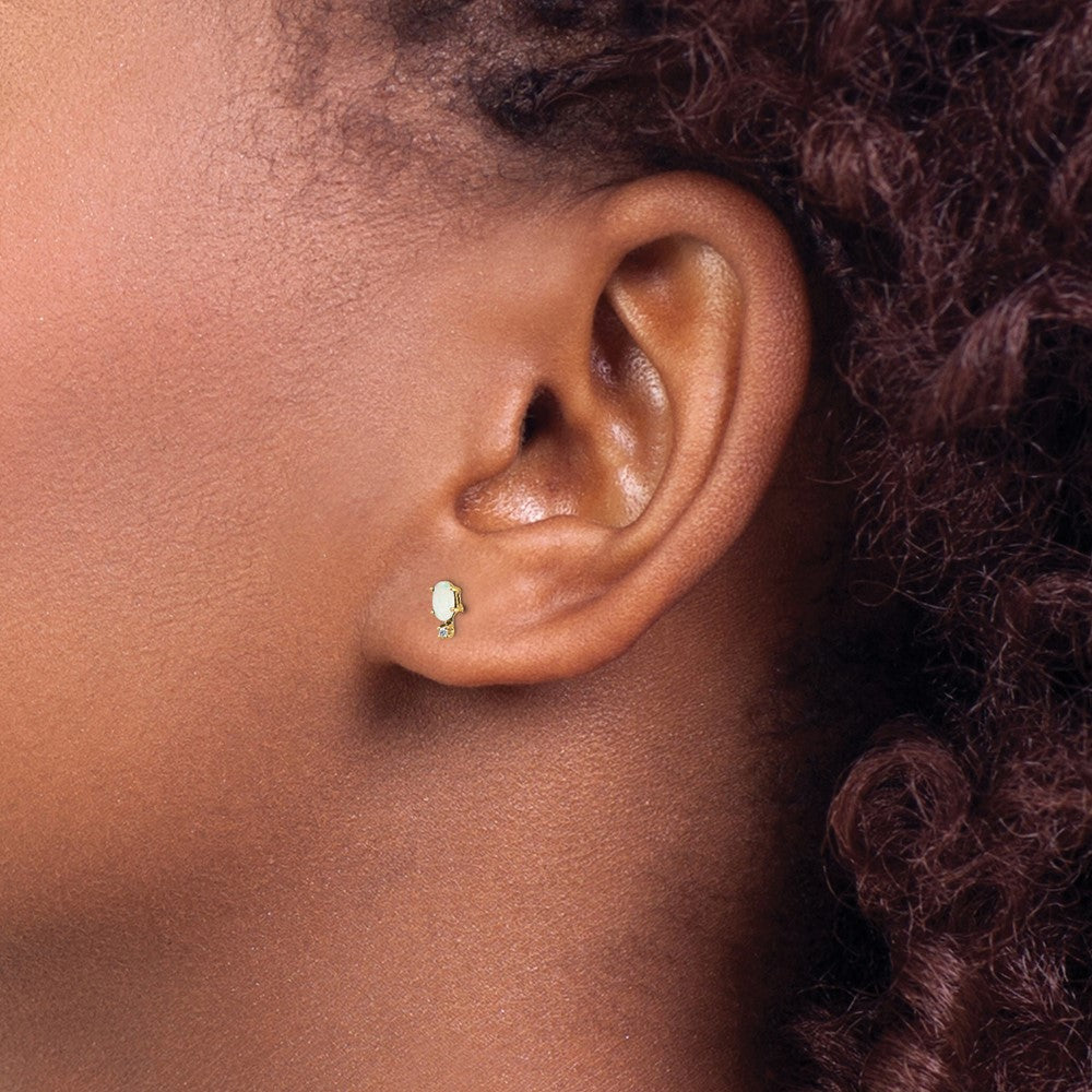 Diamond & Opal Birthstone Earrings in 14k Yellow Gold