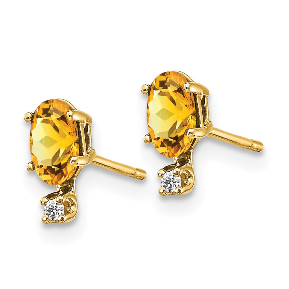 Diamond & Citrine Birthstone Earrings in 14k Yellow Gold