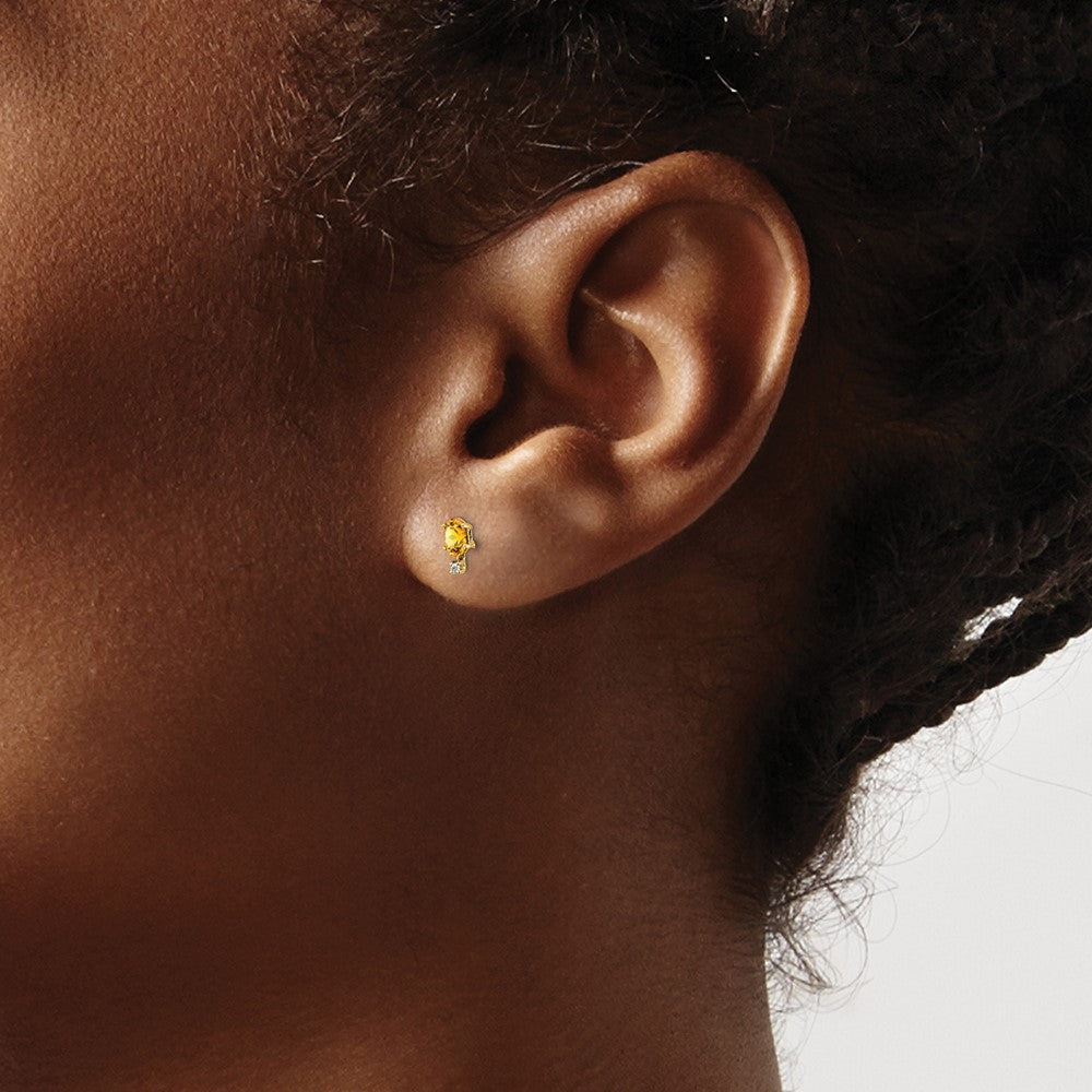 Diamond & Citrine Birthstone Earrings in 14k Yellow Gold