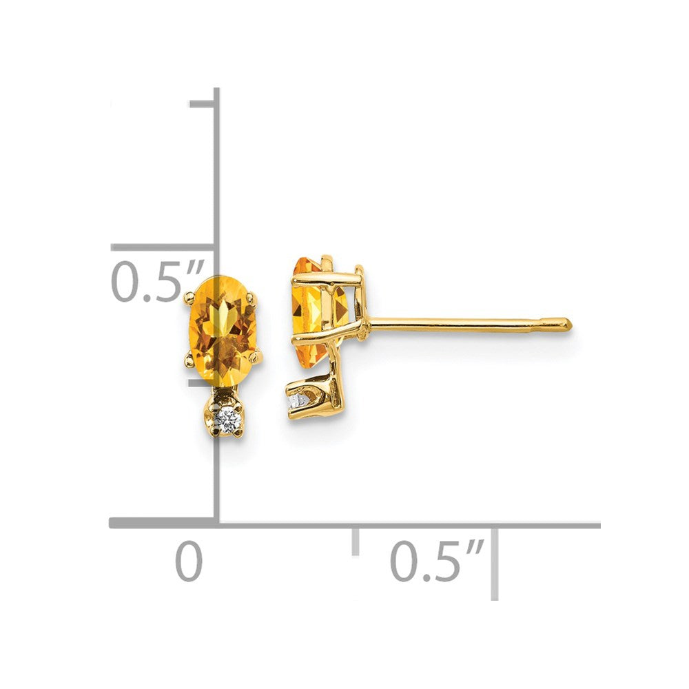 Diamond & Citrine Birthstone Earrings in 14k Yellow Gold