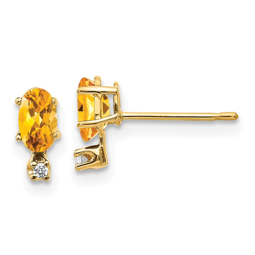 Diamond & Citrine Birthstone Earrings in 14k Yellow Gold