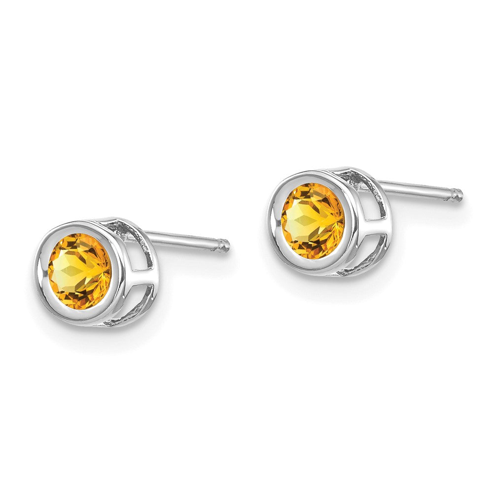 November 4mm Citrine Earrings in 14k White Gold