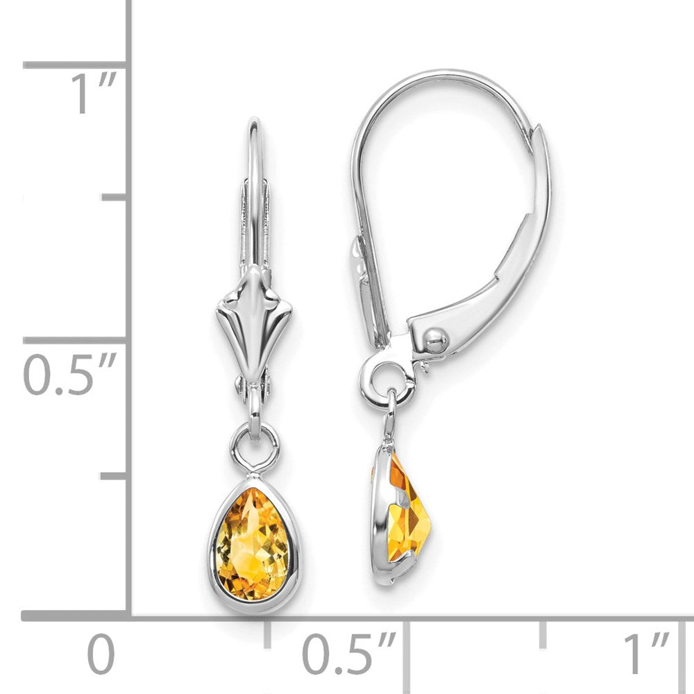 6x4mm Citrin/November Earrings in 14k White Gold