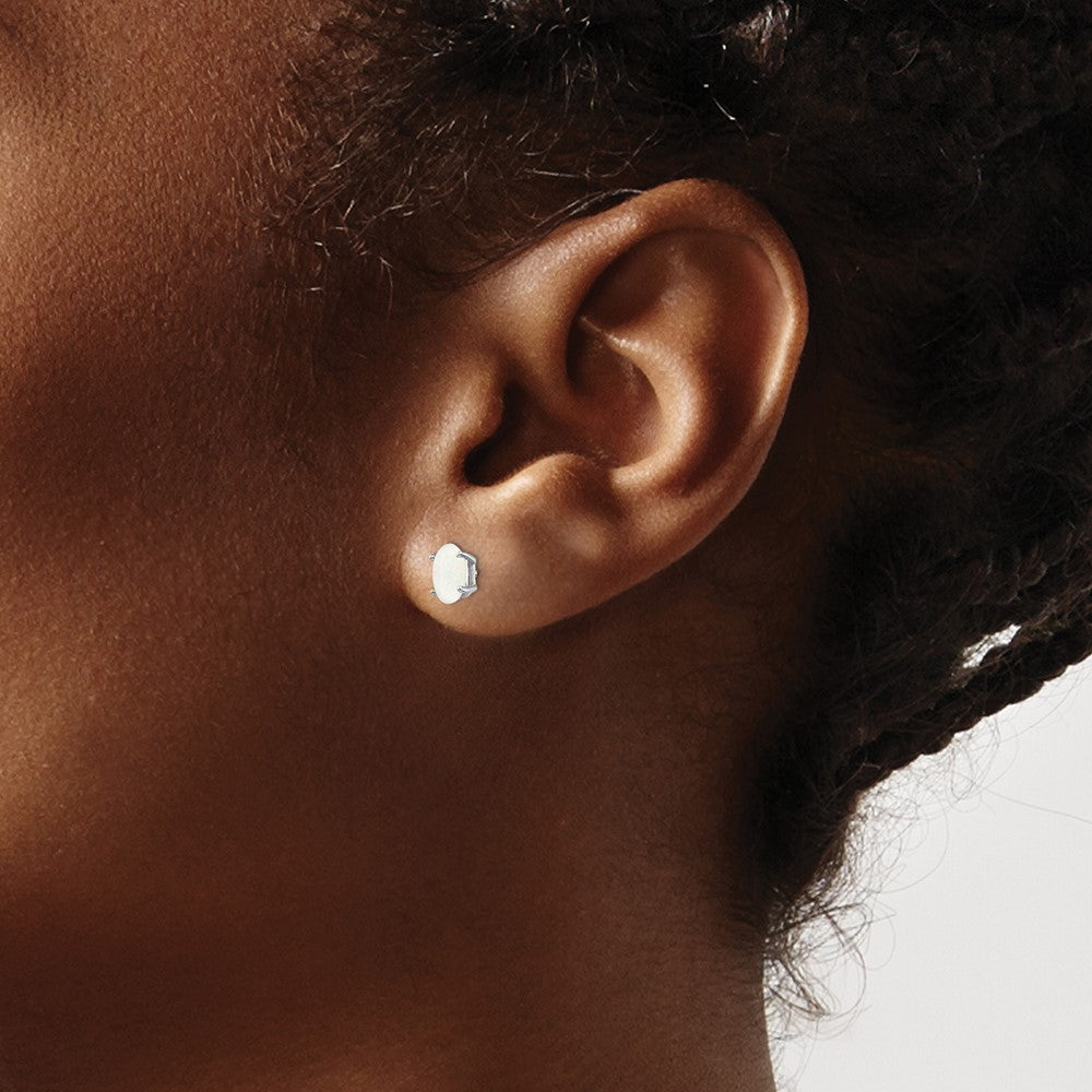 6x4mm Opal Earrings in 14k White Gold