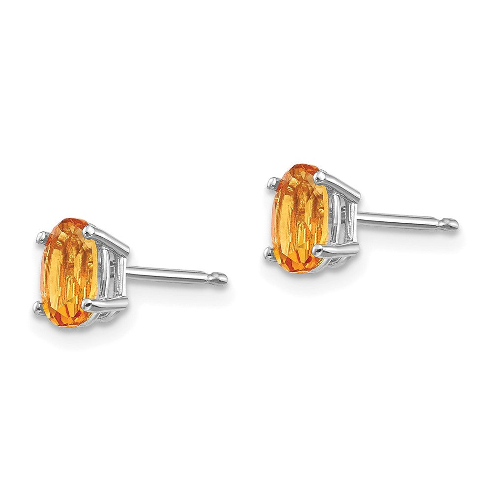 6x4mm Citrine Earrings in 14k White Gold