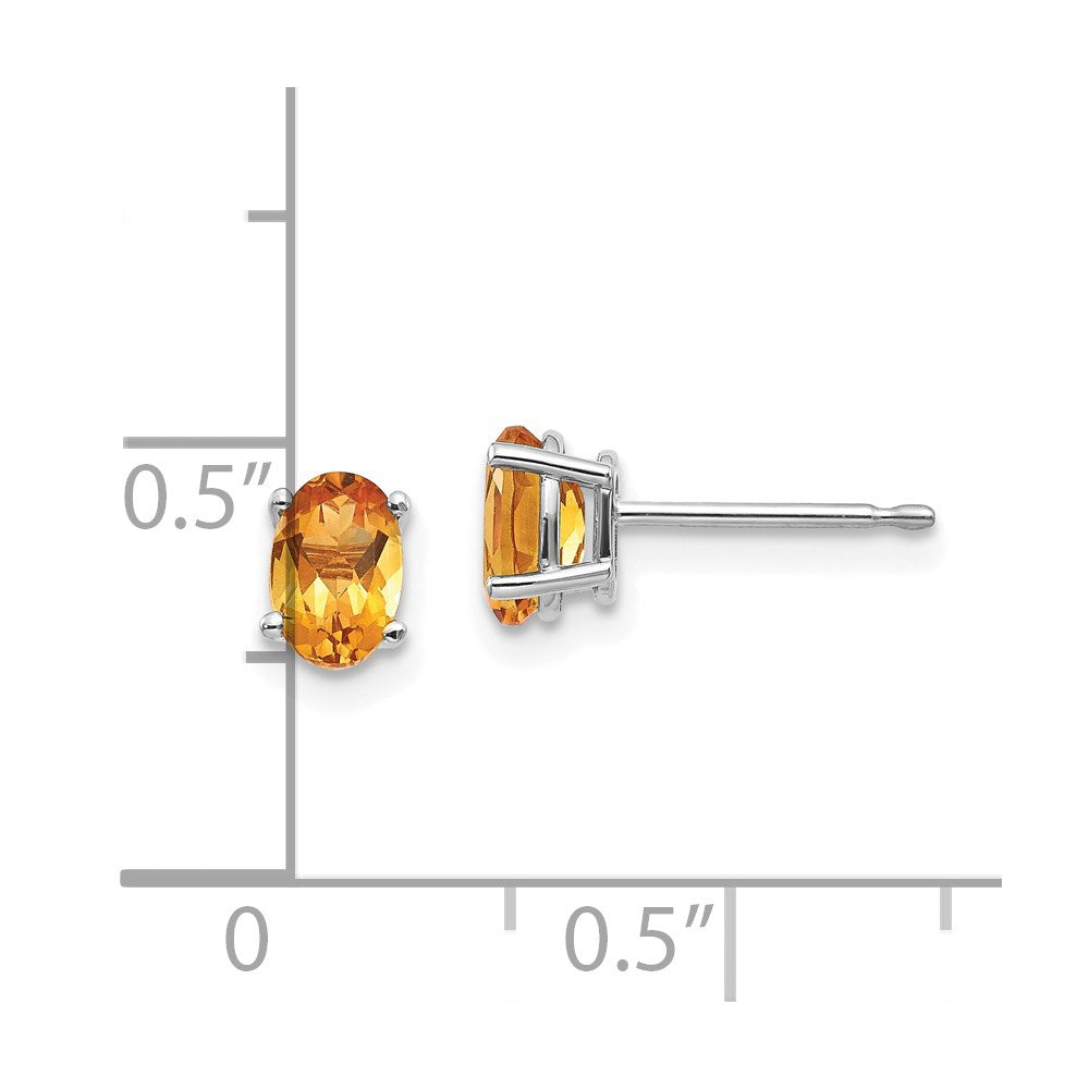 6x4mm Citrine Earrings in 14k White Gold