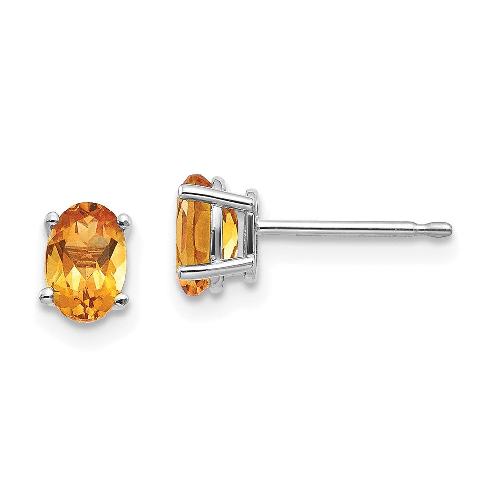 6x4mm Citrine Earrings in 14k White Gold