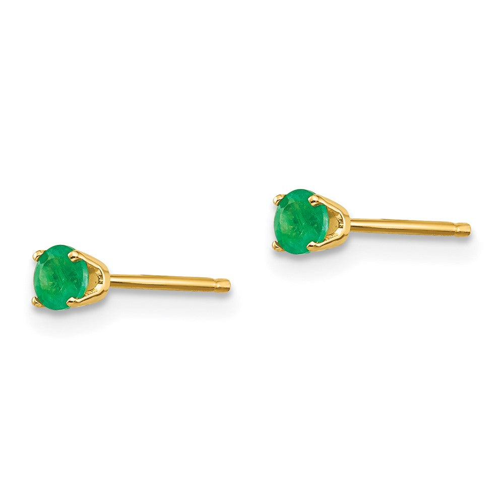 3mm May/Emerald Post Earrings in 14k Yellow Gold