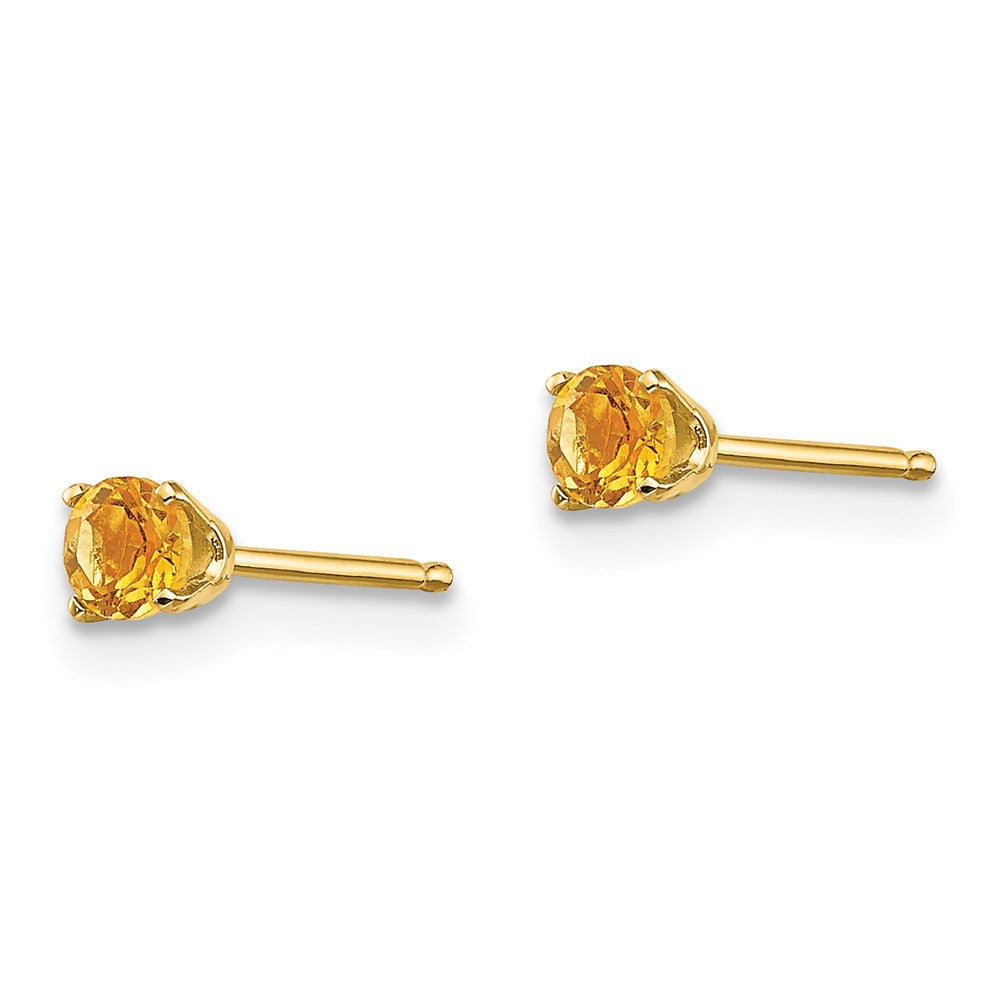 3mm November/Citrine Post Earrings in 14k Yellow Gold