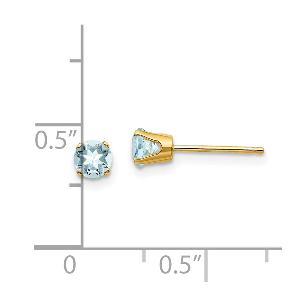 4mm March/Aquamarine Post Earrings in 14k Yellow Gold