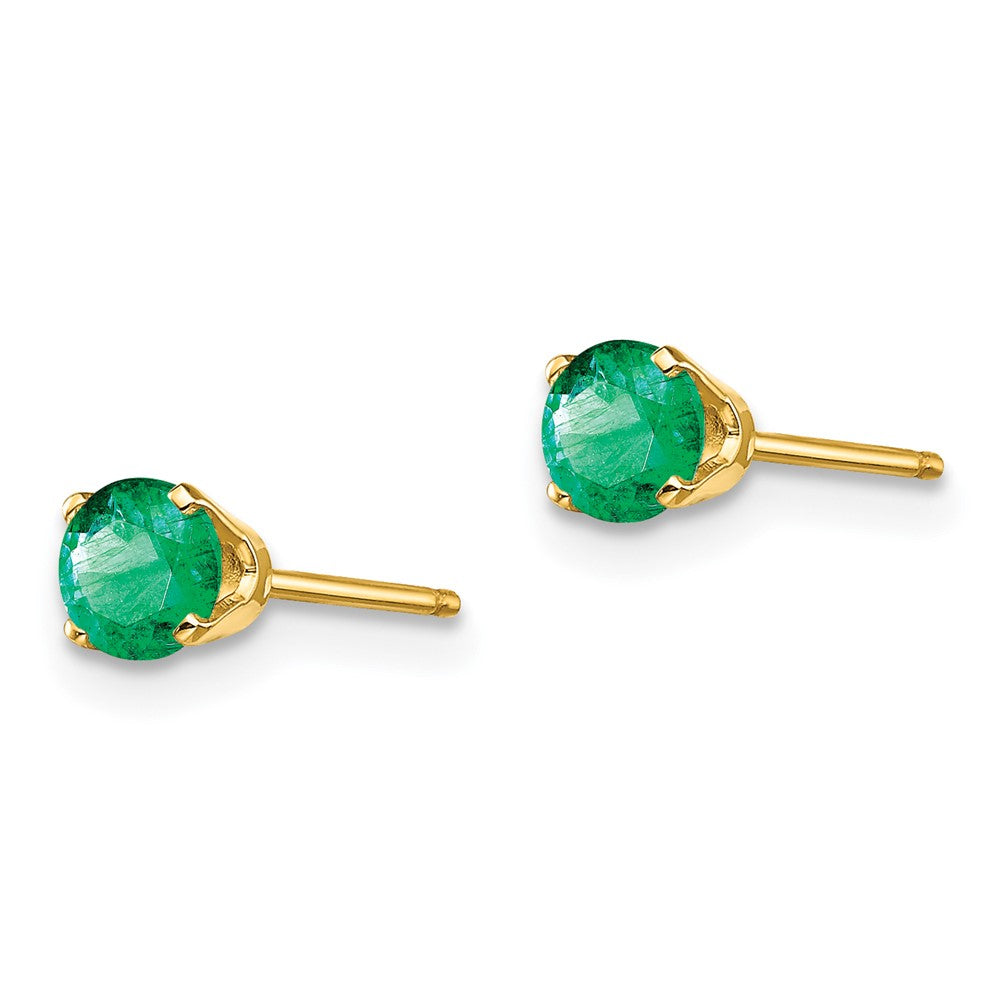 4mm May/Emerald Post Earrings in 14k Yellow Gold