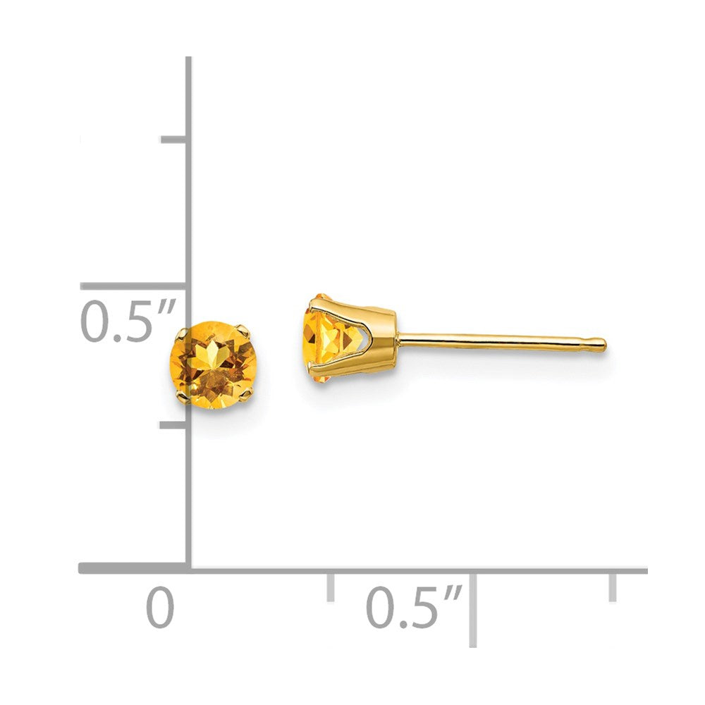 4mm November/Citrine Post Earrings in 14k Yellow Gold