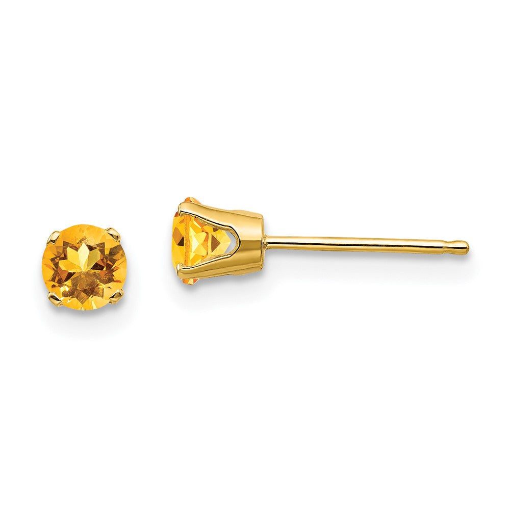 4mm November/Citrine Post Earrings in 14k Yellow Gold