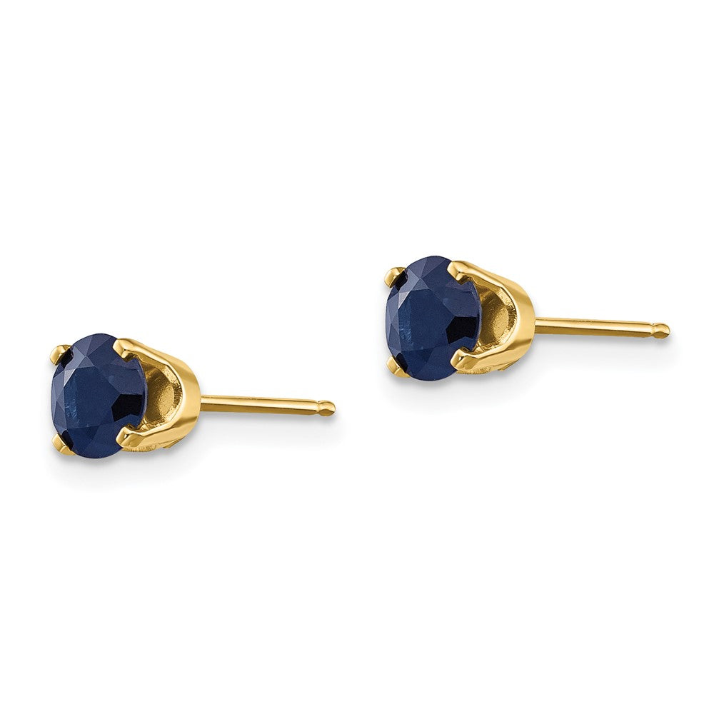 5mm Natural Sapphire Earrings - September in 14k Yellow Gold