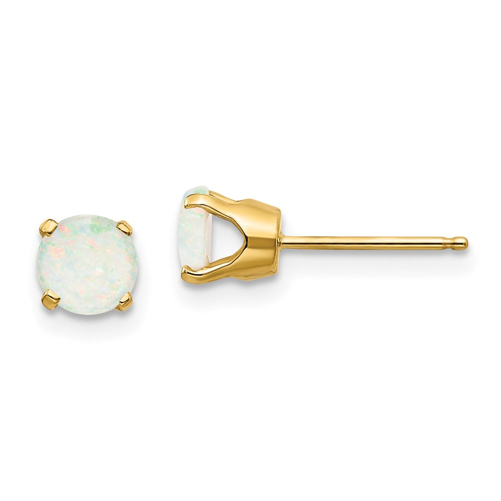 5mm Opal Earrings - October in 14k Yellow Gold