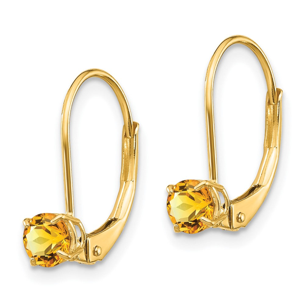 4mm Round November/Citrine Leverback Earrings in 14k Yellow Gold