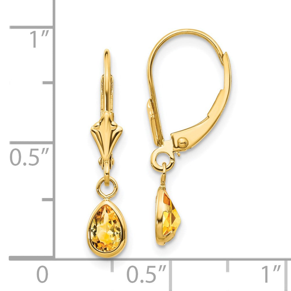 6x4mm November/Citrine Earrings in 14k Yellow Gold