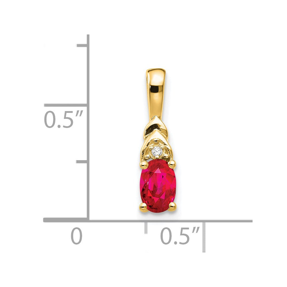Ruby & Diamond Pendant in 14k Yellow Gold