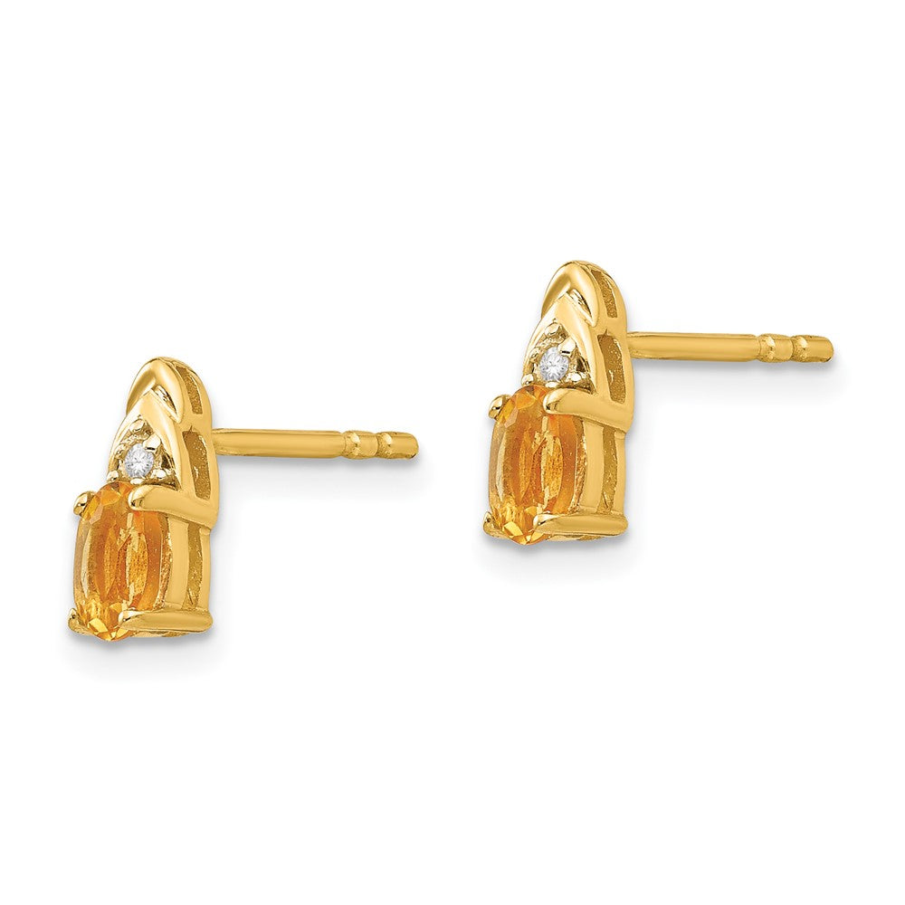 Citrine & Diamond Earrings in 14k Yellow Gold