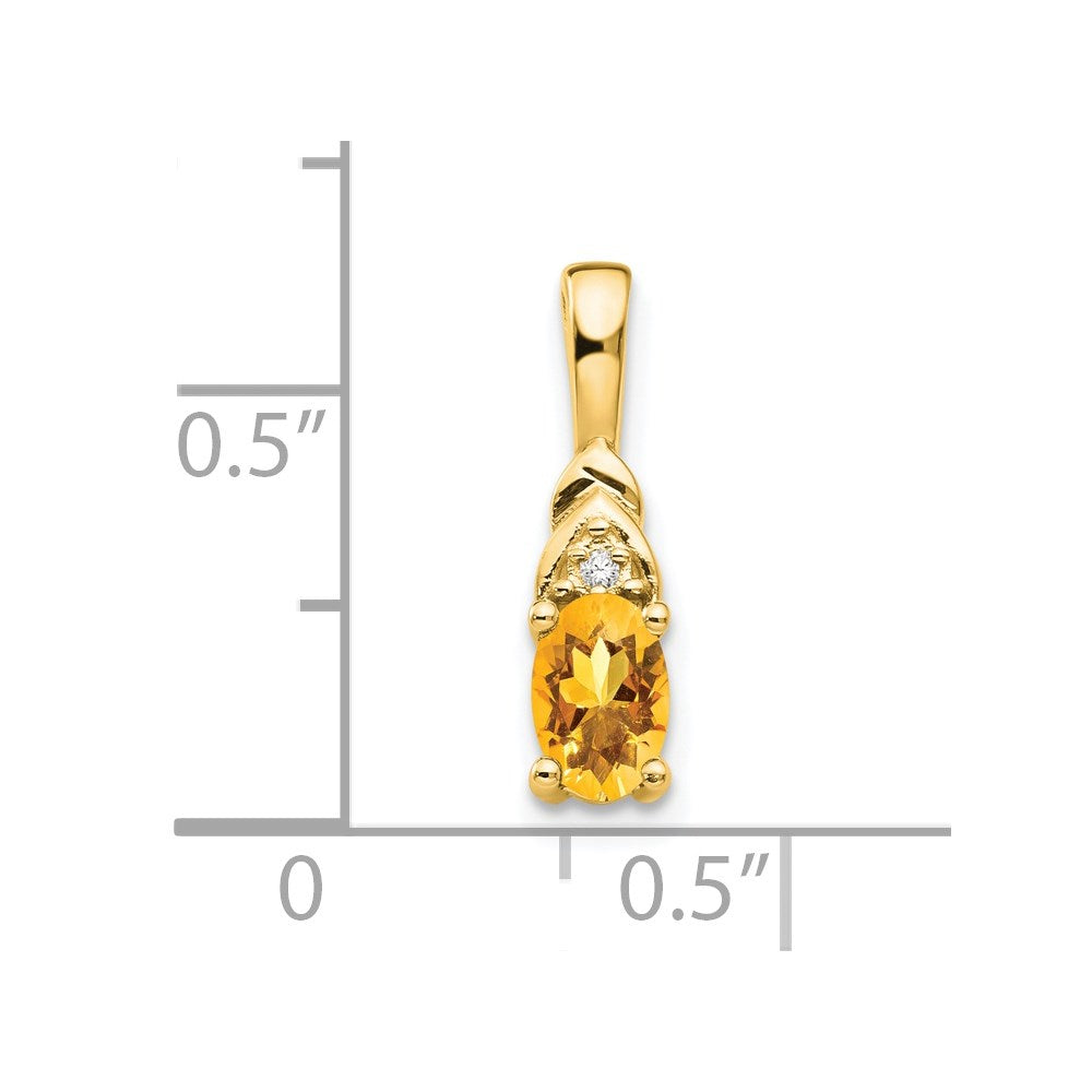 Citrine & Diamond Pendant in 14k Yellow Gold