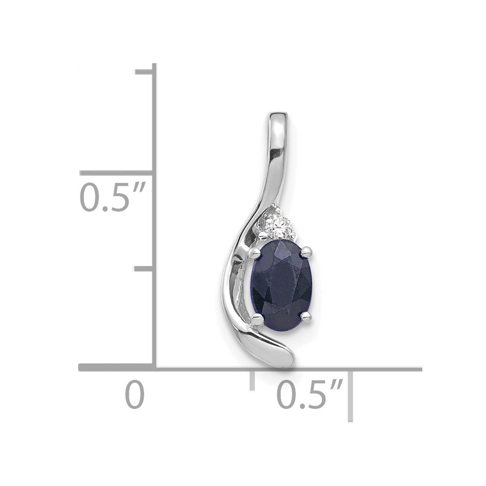 Sapphire & Diamond Pendant in 14k White Gold