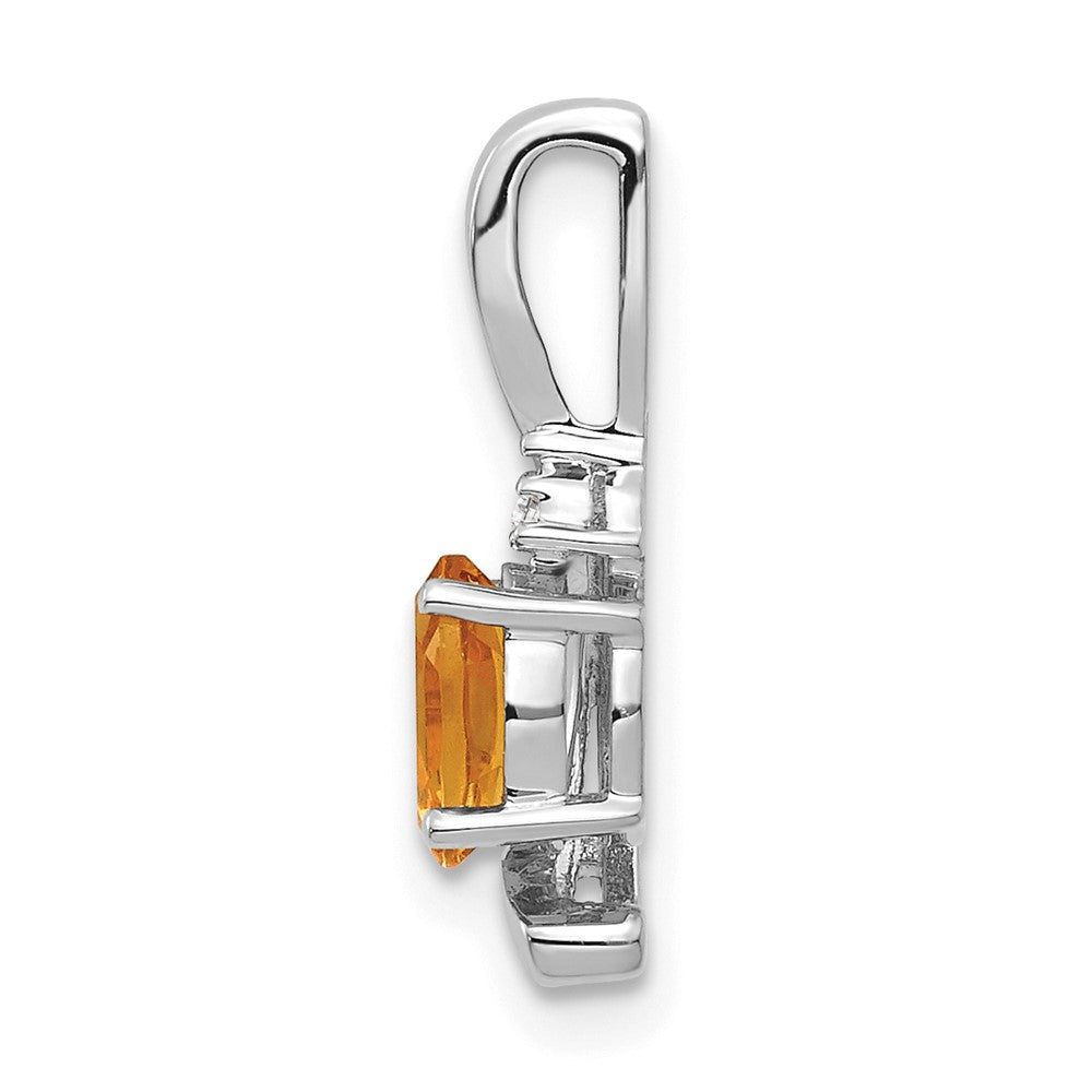 Citrine & Diamond Pendant in 14k White Gold