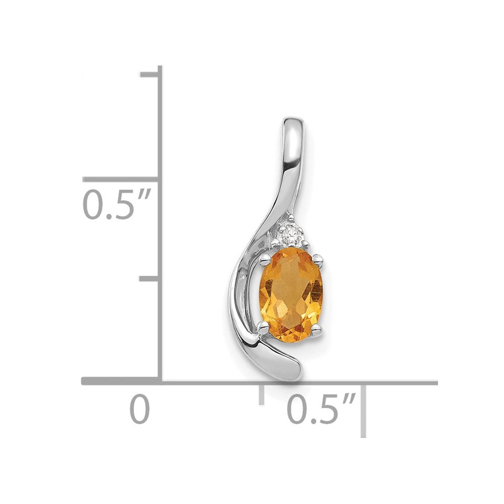 Citrine & Diamond Pendant in 14k White Gold