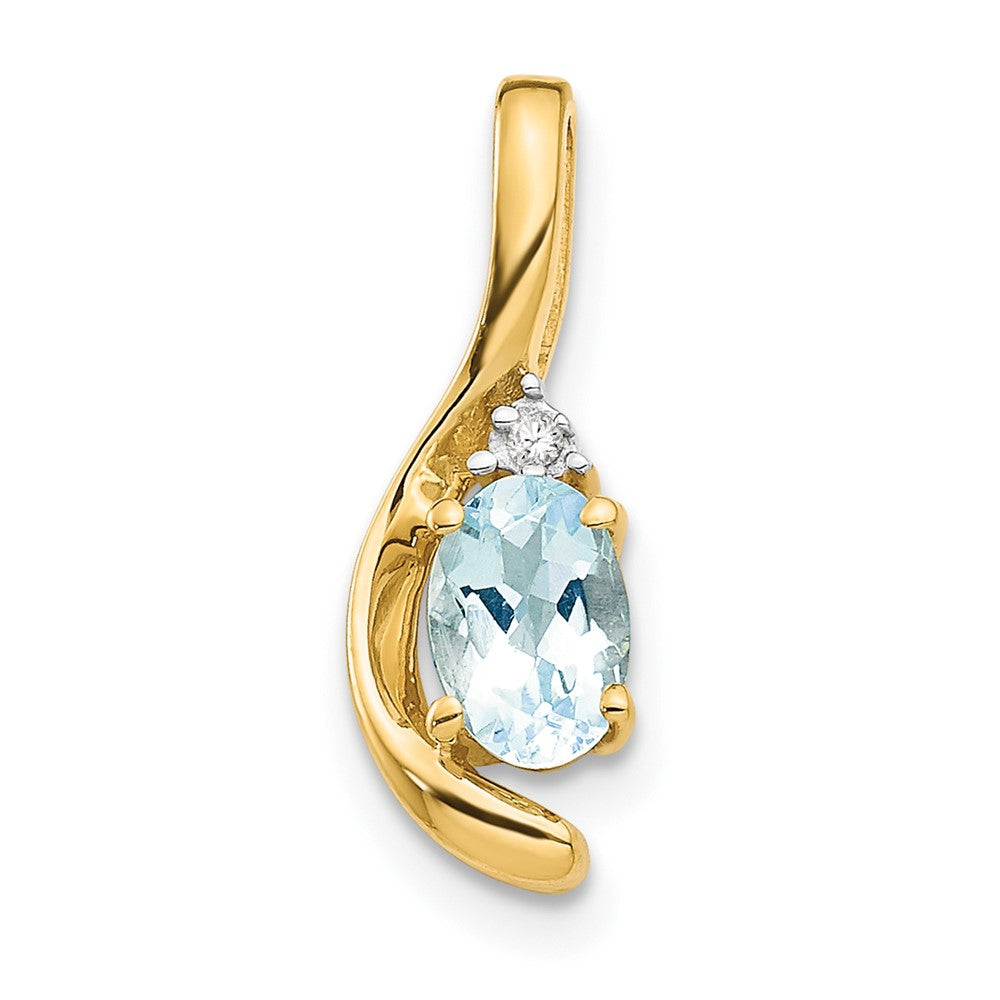 Aquamarine & Diamond Pendant in 14k Yellow Gold