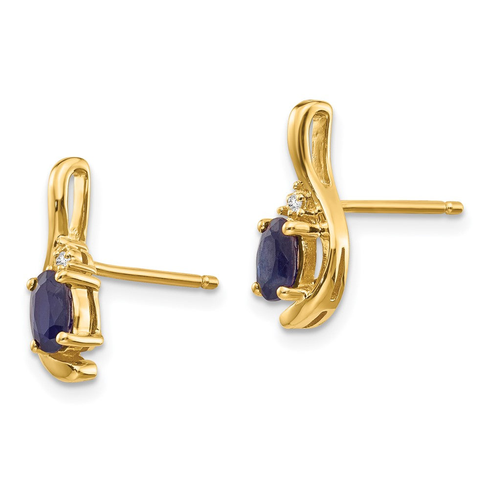 Sapphire & Diamond Post Earrings in 14k Yellow Gold