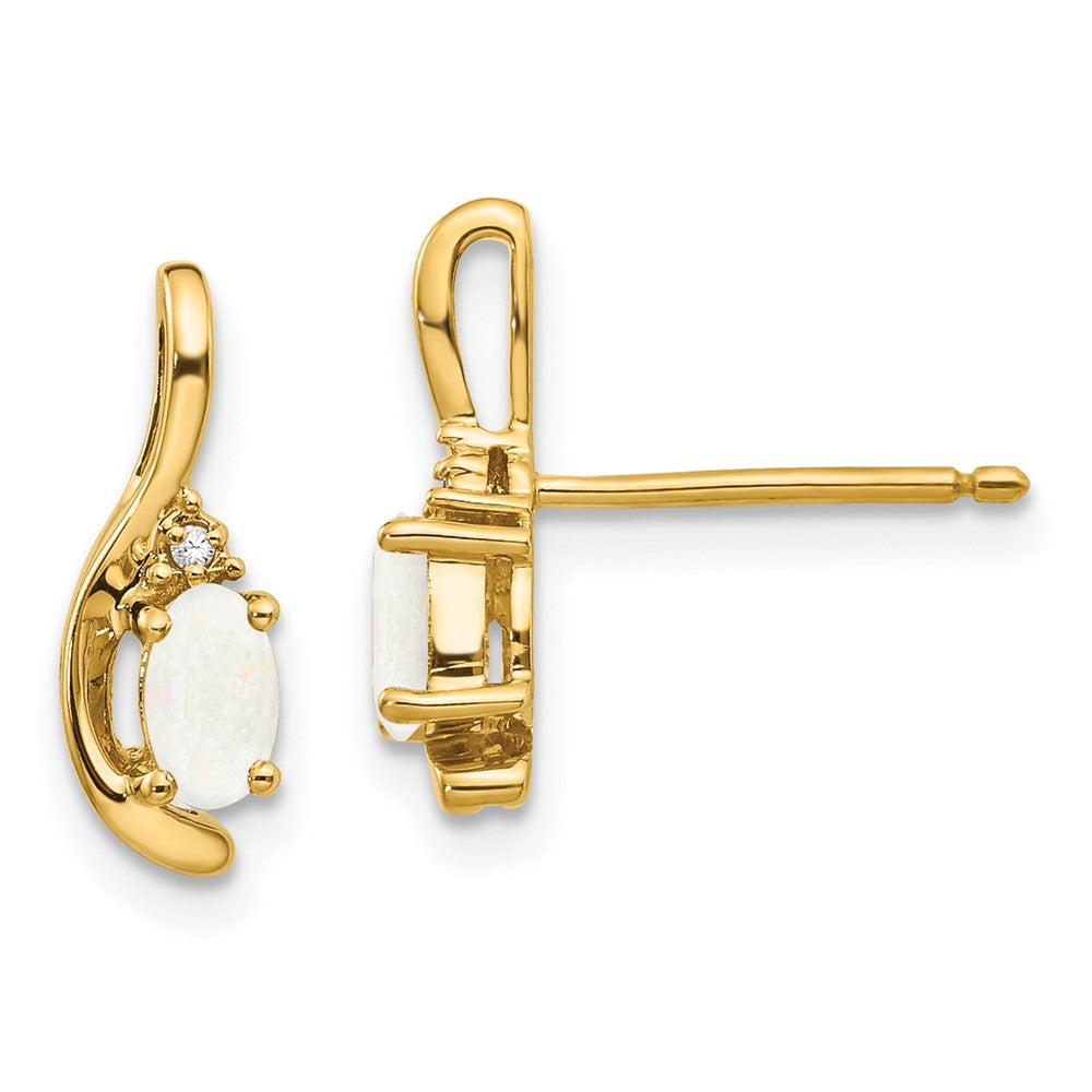 Opal & Diamond Post Earrings in 14k Yellow Gold
