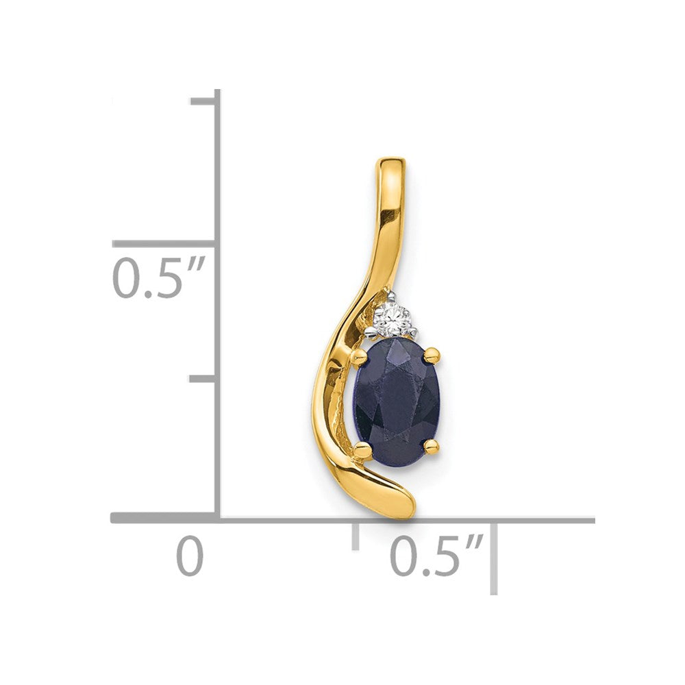 Sapphire & Diamond Pendant in 14k Yellow Gold