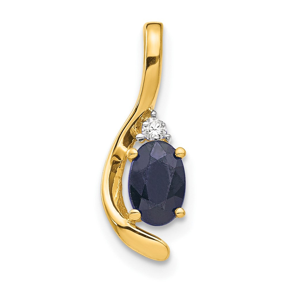 Sapphire & Diamond Pendant in 14k Yellow Gold