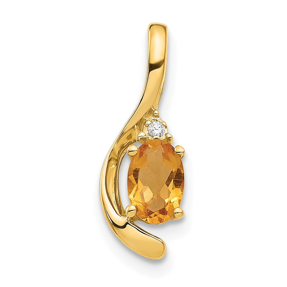 Citrine & Diamond Pendant in 14k Yellow Gold