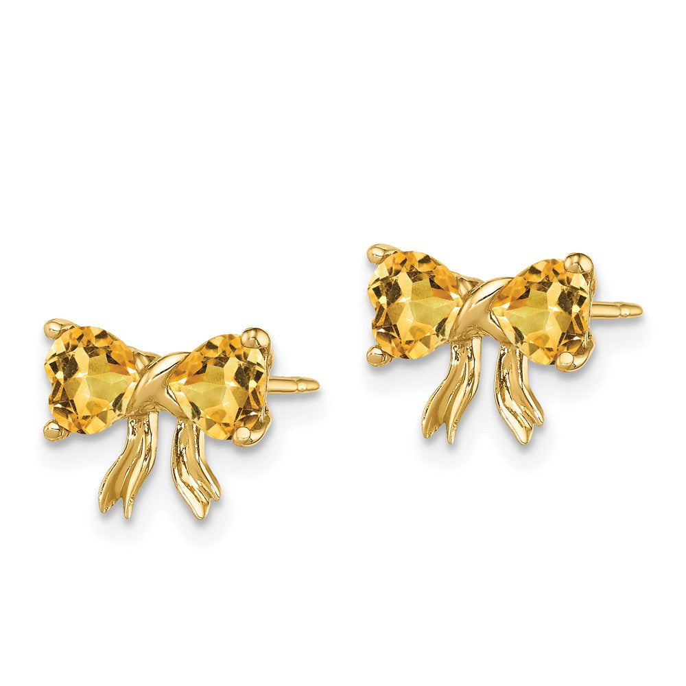 14k Gold Polished Citrine Bow Post Earrings