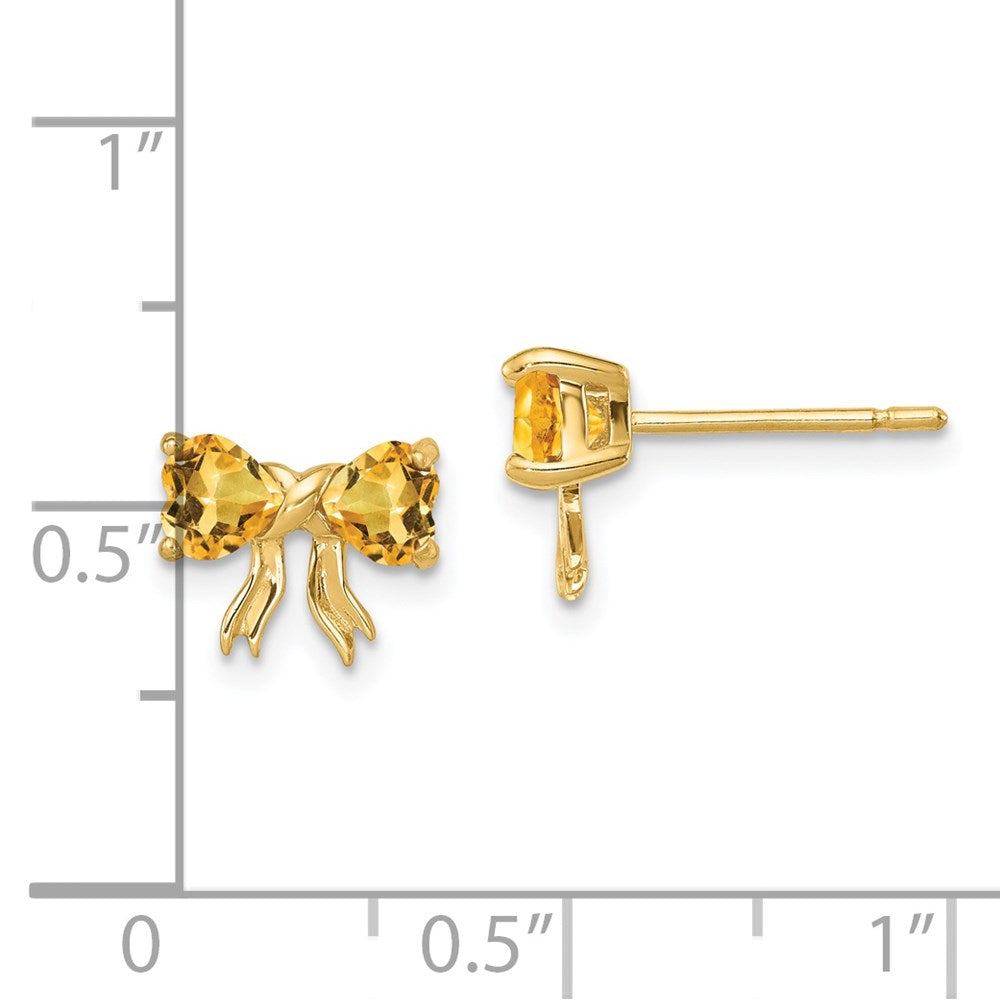 14k Gold Polished Citrine Bow Post Earrings