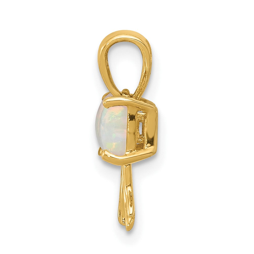 14k Gold Polished Created Opal Bow Pendant