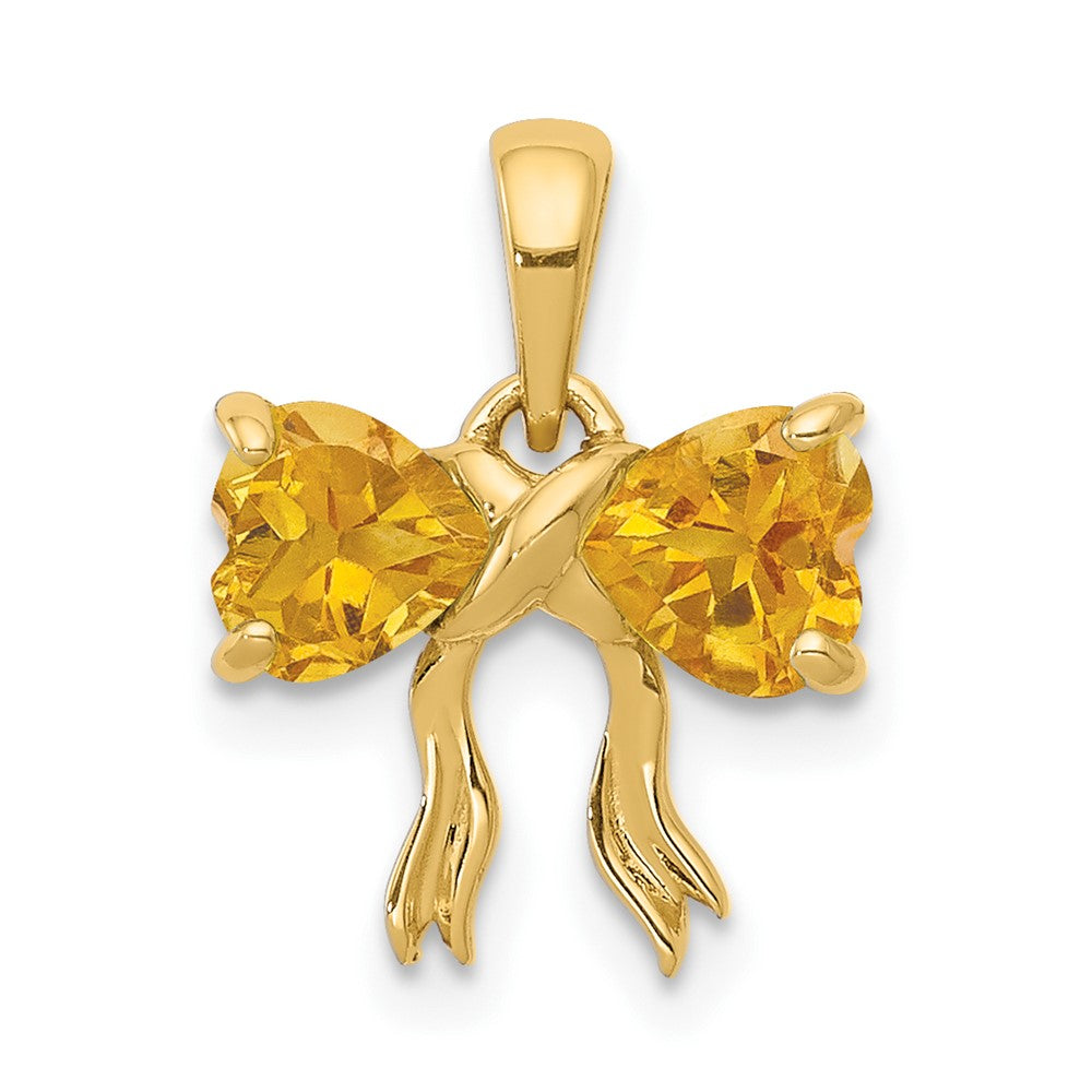 14k Gold Polished Citrine Bow Pendant