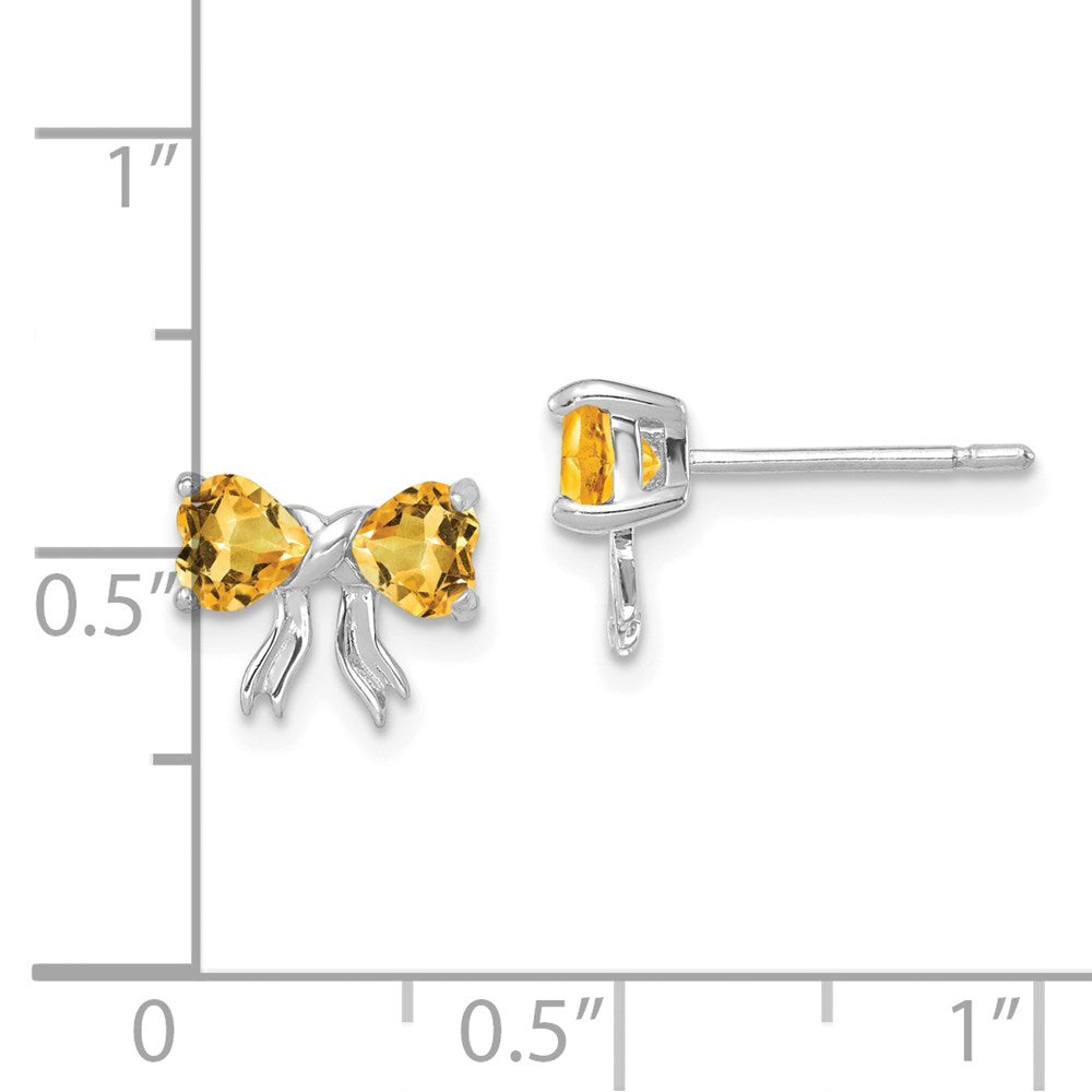 Polished Citrine Bow Post Earrings in 14k White Gold