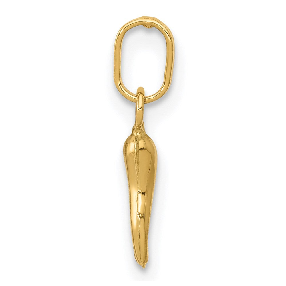 3D Italian Horn Charm in 14k Yellow Gold