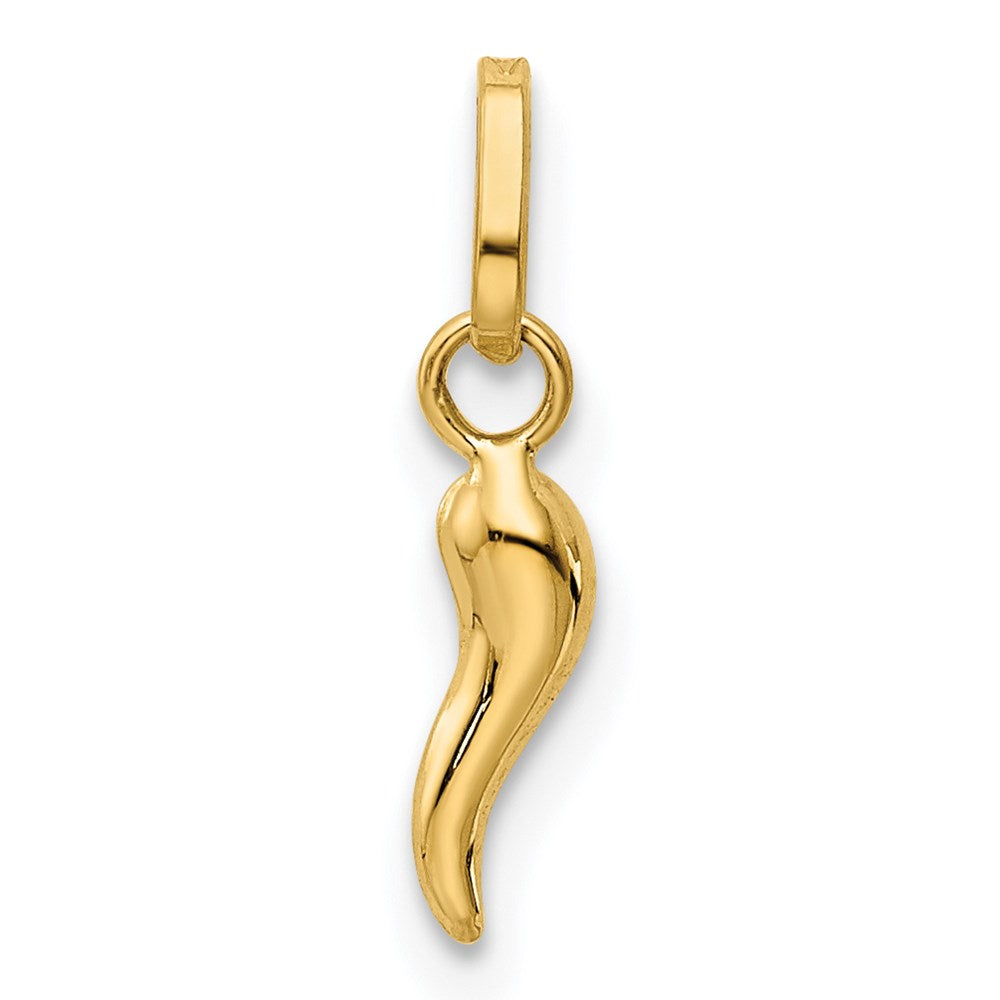 3D Italian Horn Charm in 14k Yellow Gold