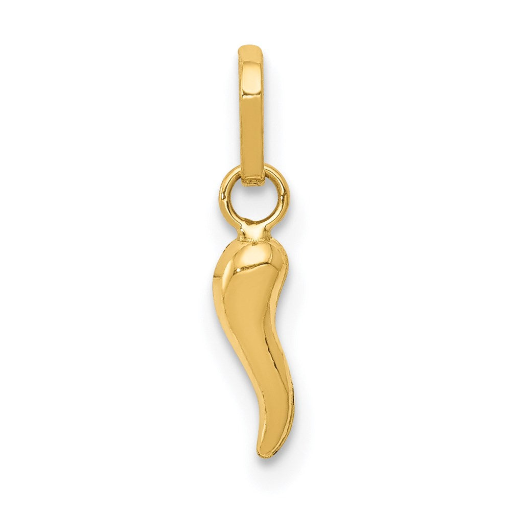 3D Italian Horn Charm in 14k Yellow Gold