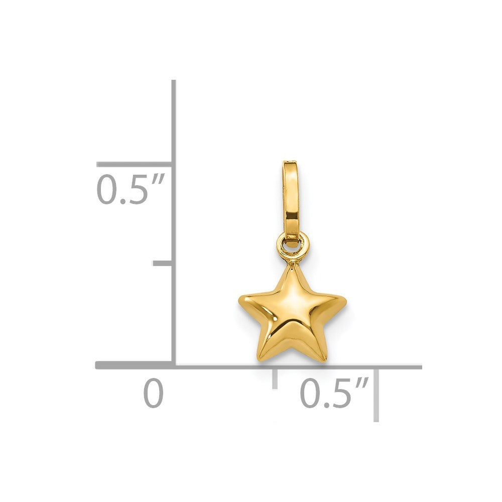 3D Puffed Star Charm in 14k Yellow Gold