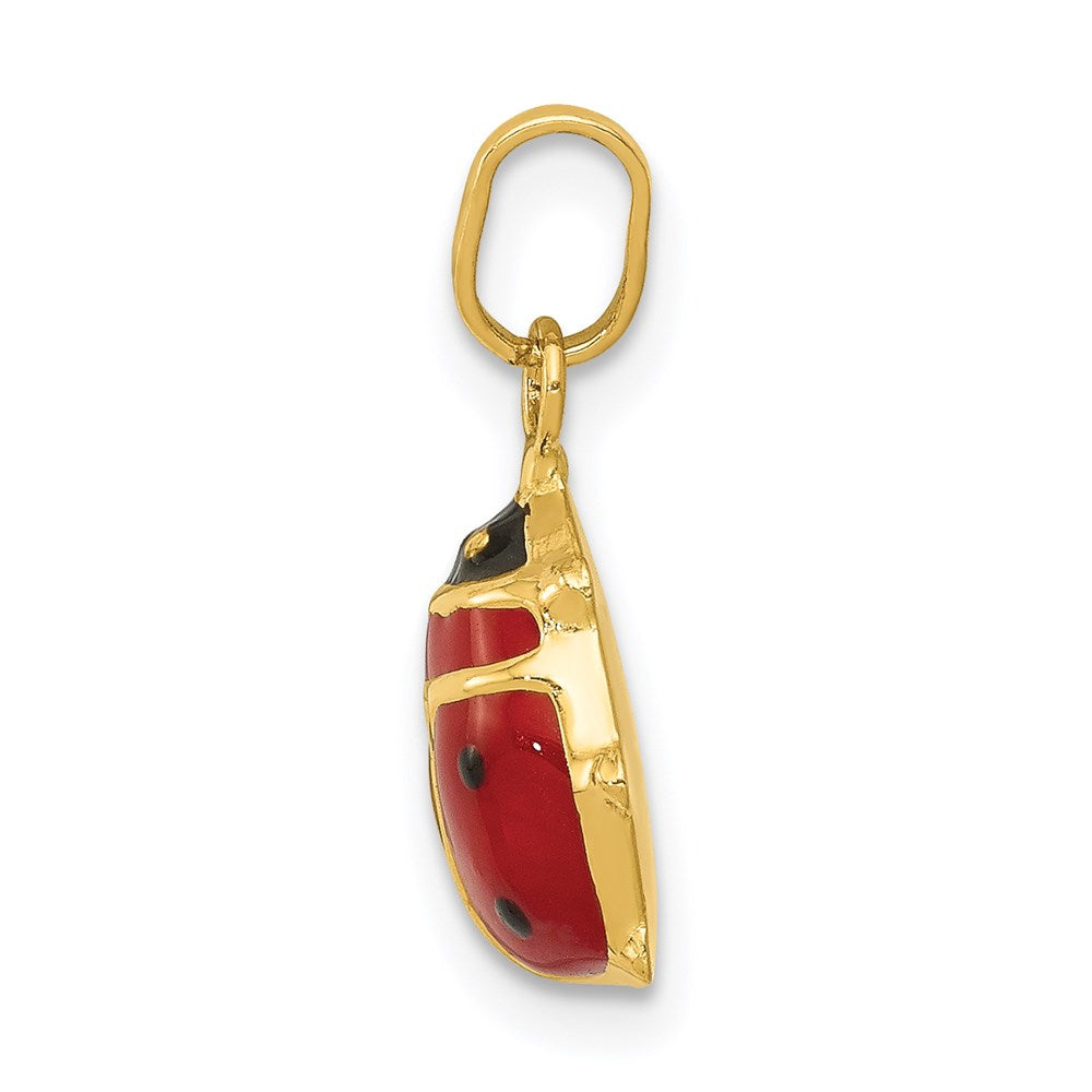 Red Enameled Ladybug Charm in 14k Yellow Gold
