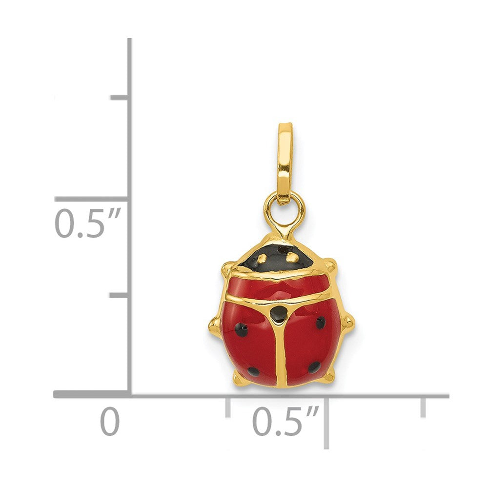 Red Enameled Ladybug Charm in 14k Yellow Gold