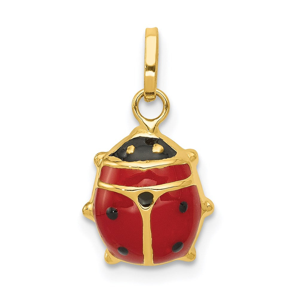Red Enameled Ladybug Charm in 14k Yellow Gold