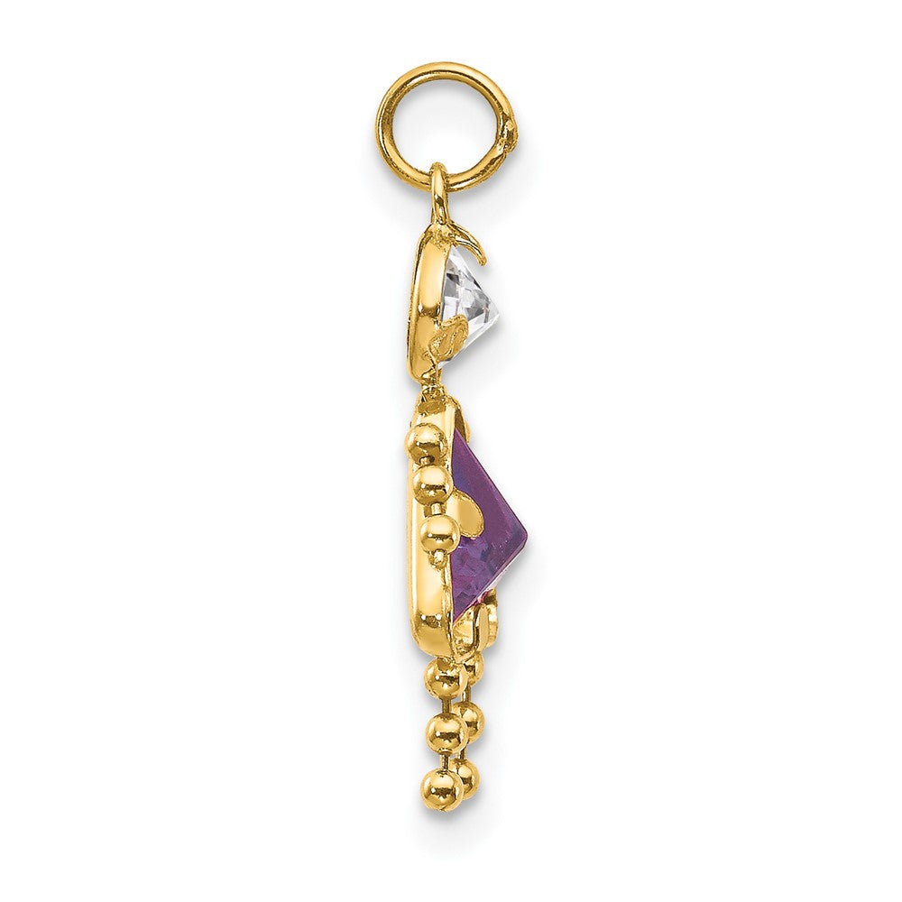 February Girl Birthstone Charm in 14k Yellow Gold