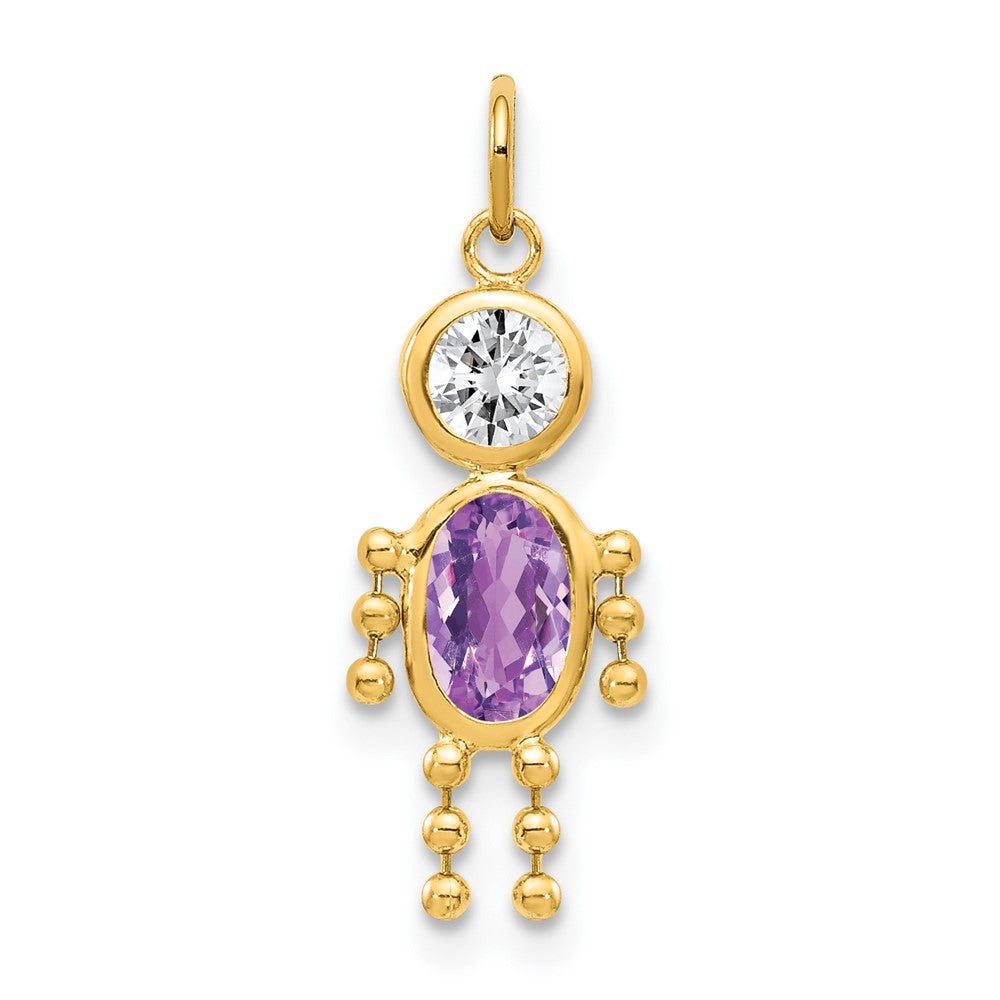 February Boy Birthstone Charm in 14k Yellow Gold