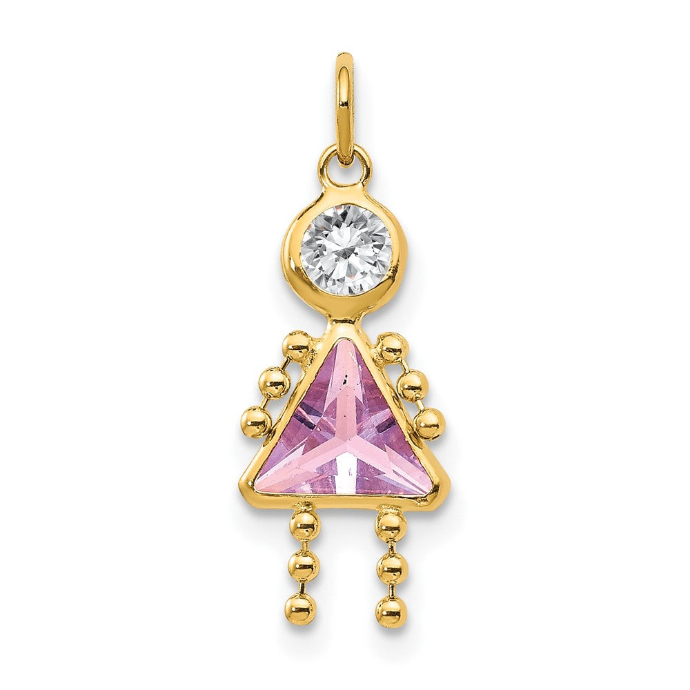 June Girl Birthstone Charm in 14k Yellow Gold