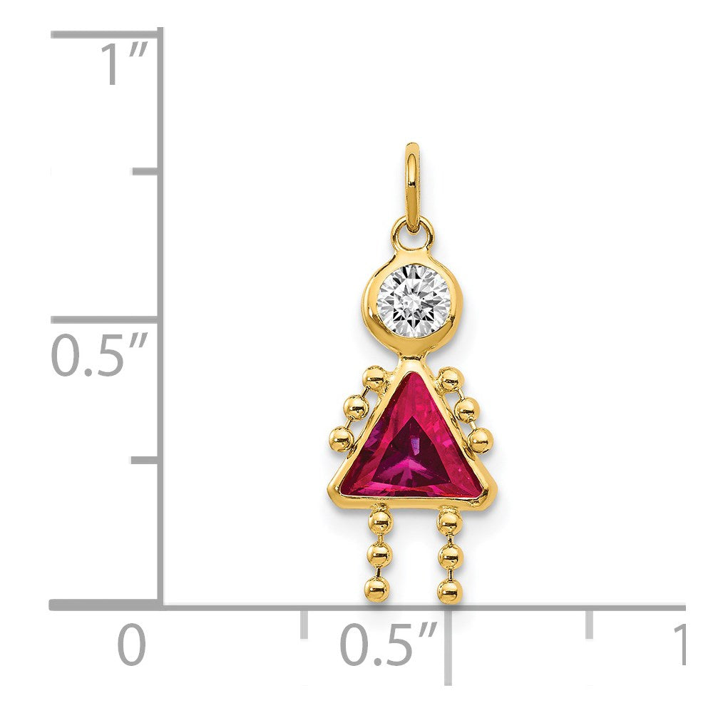 July Girl Birthstone Charm in 14k Yellow Gold