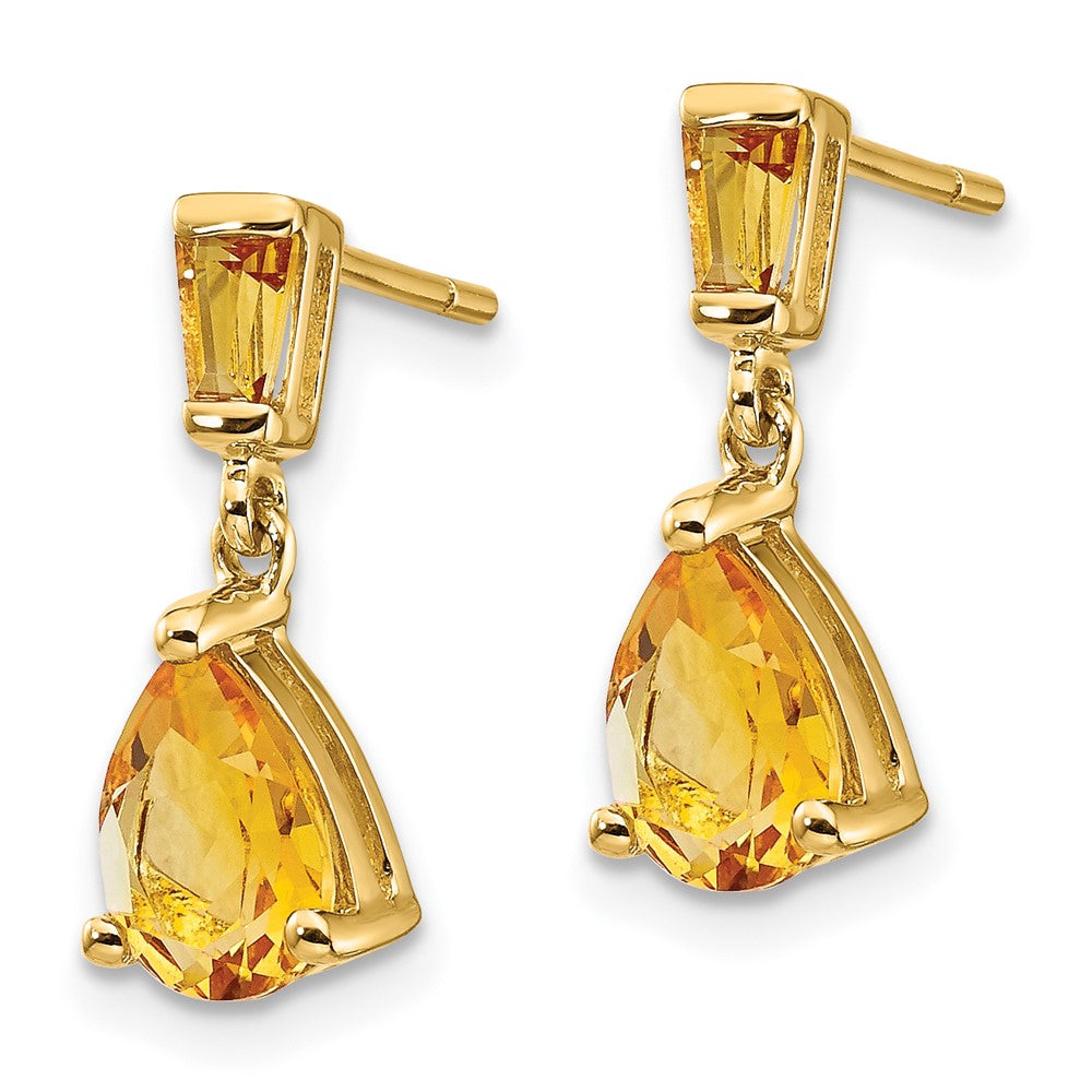 14k Gold Citrine Dangle Post Earrings